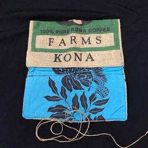 Repurposed Burlap  Vintage Aloha Shirt Clutch Bag